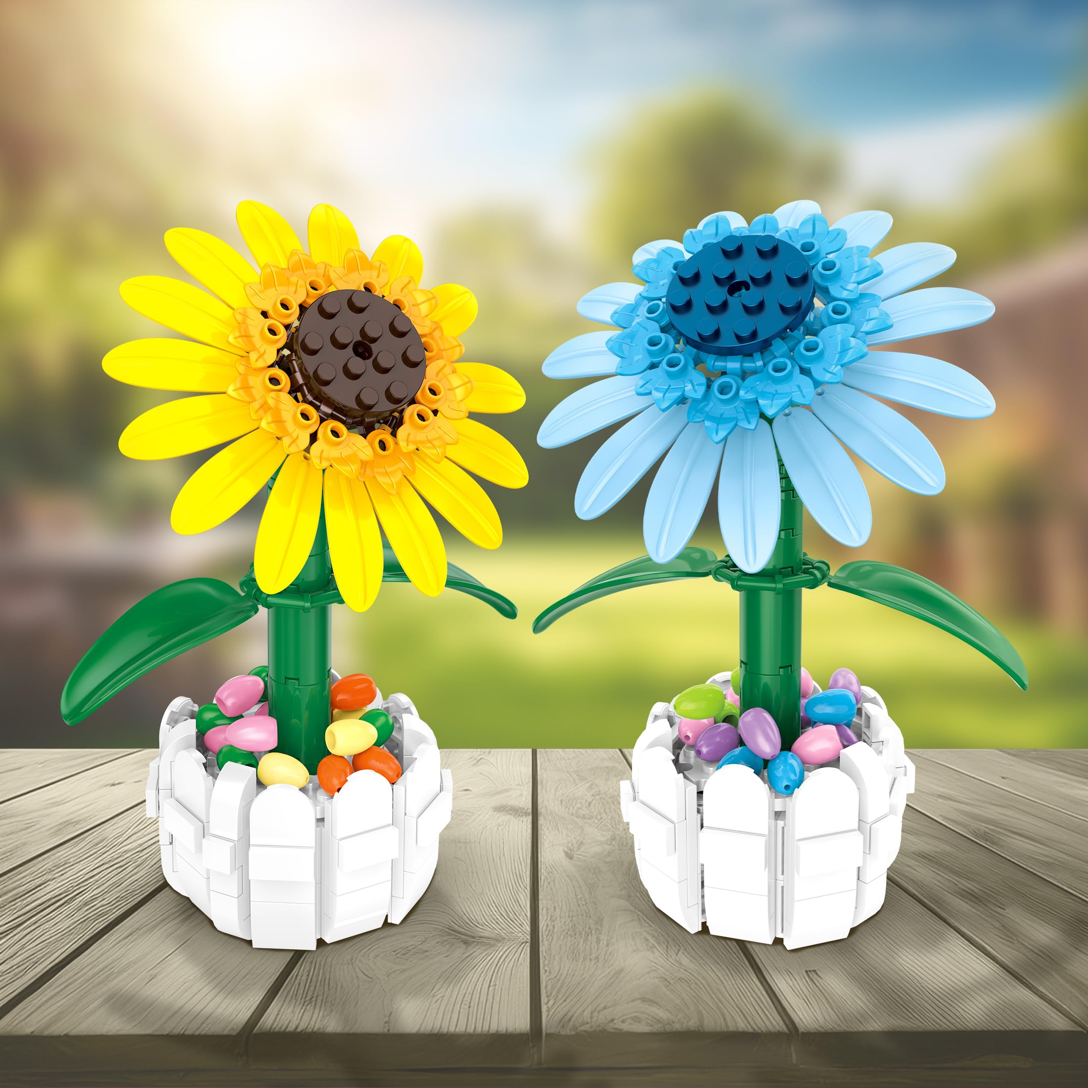 Amazon.com: Brickcraft Bricktanicals Blue Sunflower in Picket